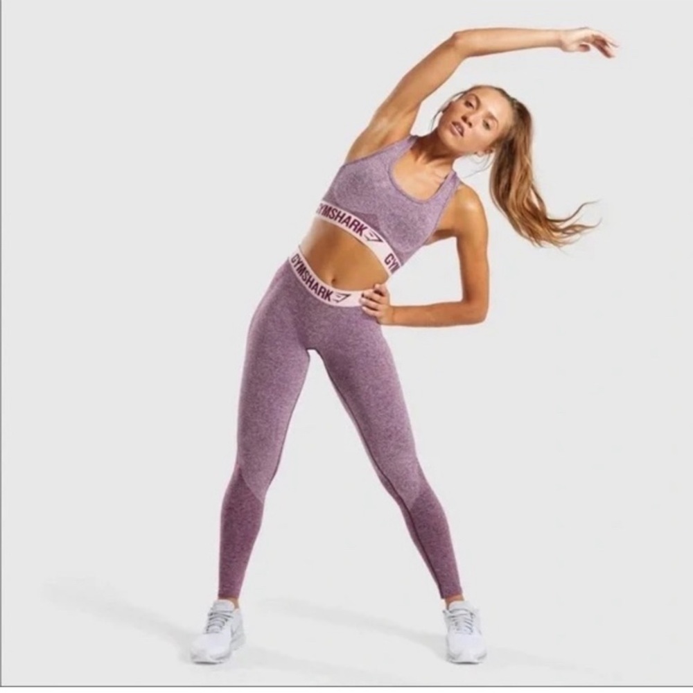 Gymshark Flex Leggings Size M Dark Ruby Marl / Bl… - image 3